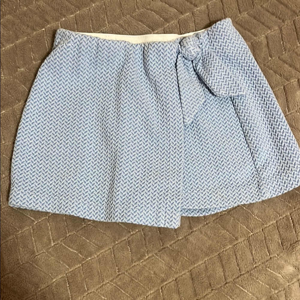 Blue Patterned Skirt With Bow Detail